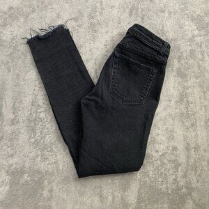 Reformation Jeans Women 26x27” Argentine Black Skinny Raw Hem Stretch Button Fly